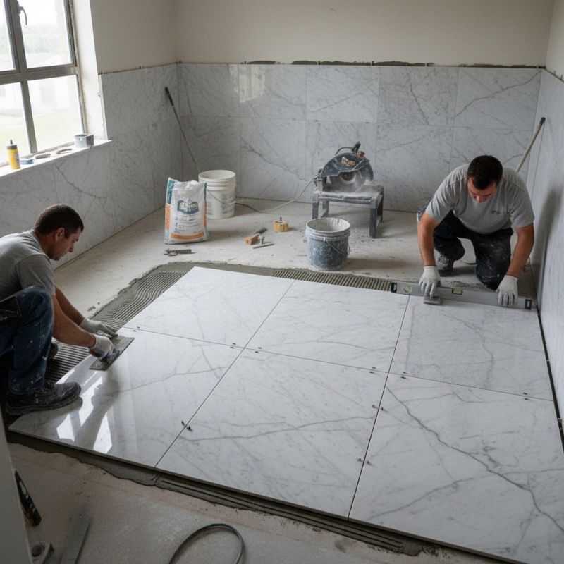Marble Tile Floor Installation detail